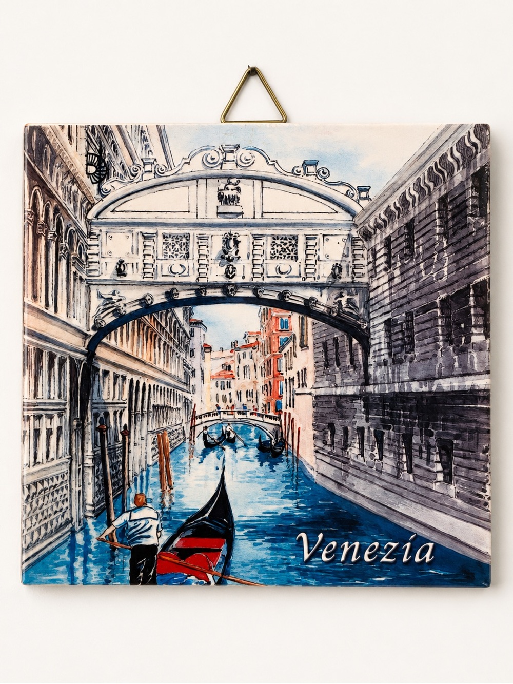 Venezia Gondola Canal Wall Art in Blue, Red and Cream